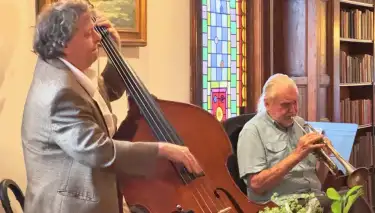 Carlton Clay, trumpet, and Rich Mollin, bass